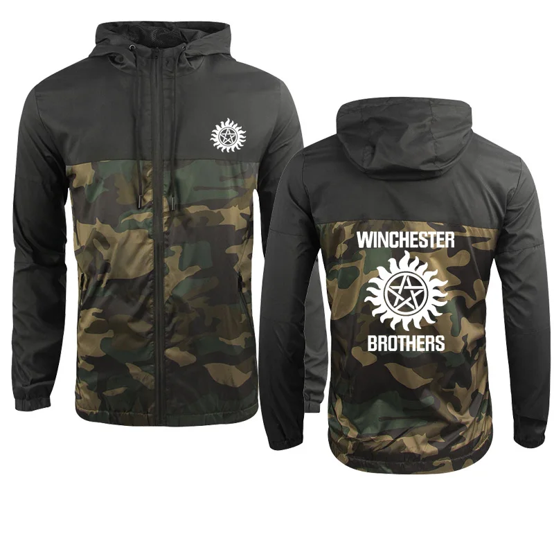 

High quality Pure cotton Spring Autumn Men Camouflage Hoodie Winchester Brothers Printing casual sweatshirt Men jacket