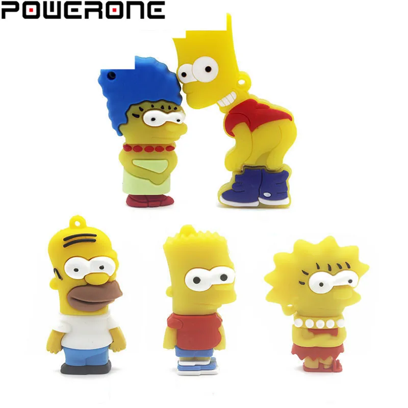 POWERONE Bart Simpson Mouse Wolf 4 ГБ 8 16 32 64 Гб карта памяти U Disk PenDrive Homer Pen Drive USB Flash Drive|USB