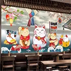 Японский стиль Lucky Cat 3D настенная бумага японская кухня Izakaya суши Ресторан промышленный Декор Фон настенная бумага 3D