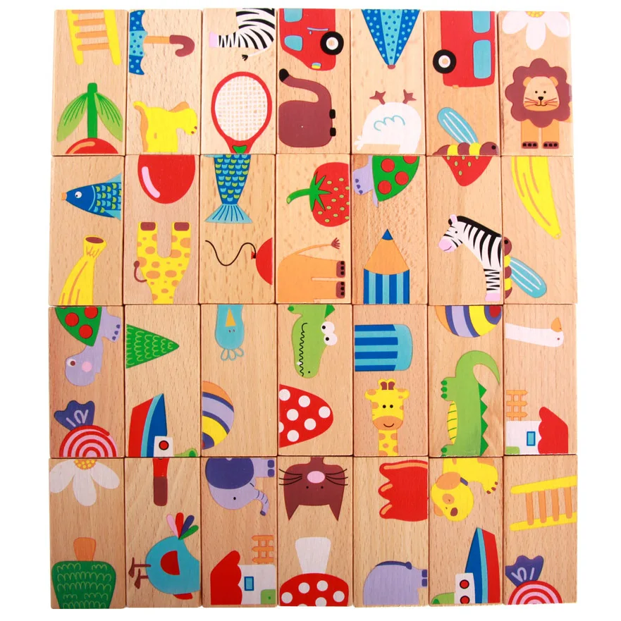 Детские деревянные игрушки мультяшный сад животное автомобиль фрукты