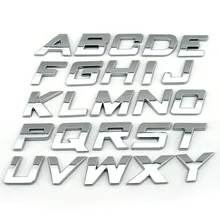 DIY 25mm high Italic plastic 3d chrome letters numbers self adhesive Alphabet car sticker auto sign Car Accessories Decoration