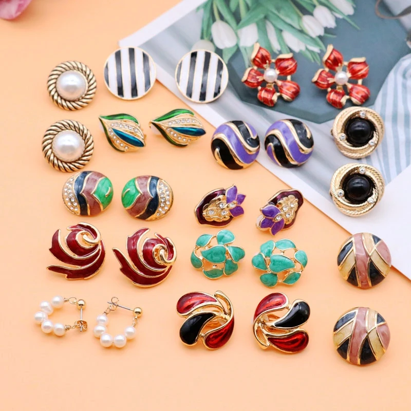 Красочные серьги с эмалью милый Рождественский подарок геометрические