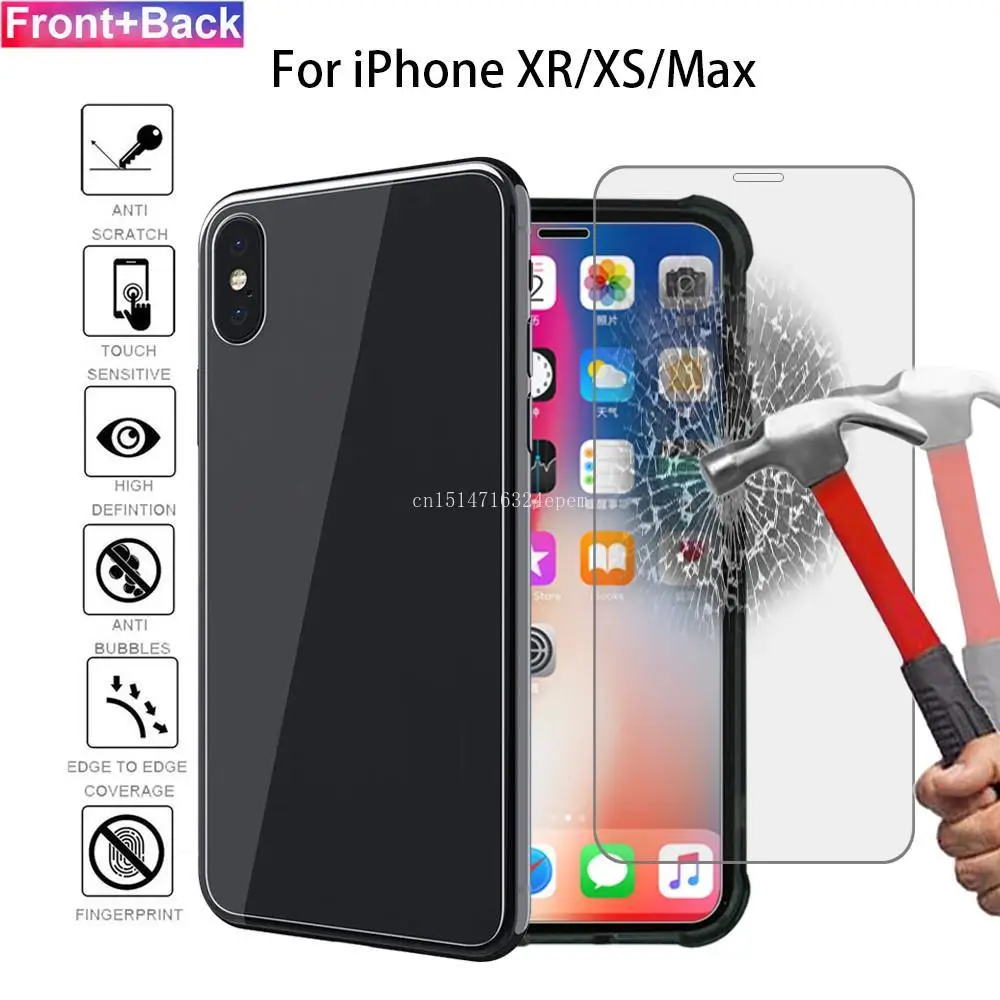 Переднее + заднее закаленное стекло 2 шт. для iPhone 8 7 6 6S Plus задняя защитная пленка X 5