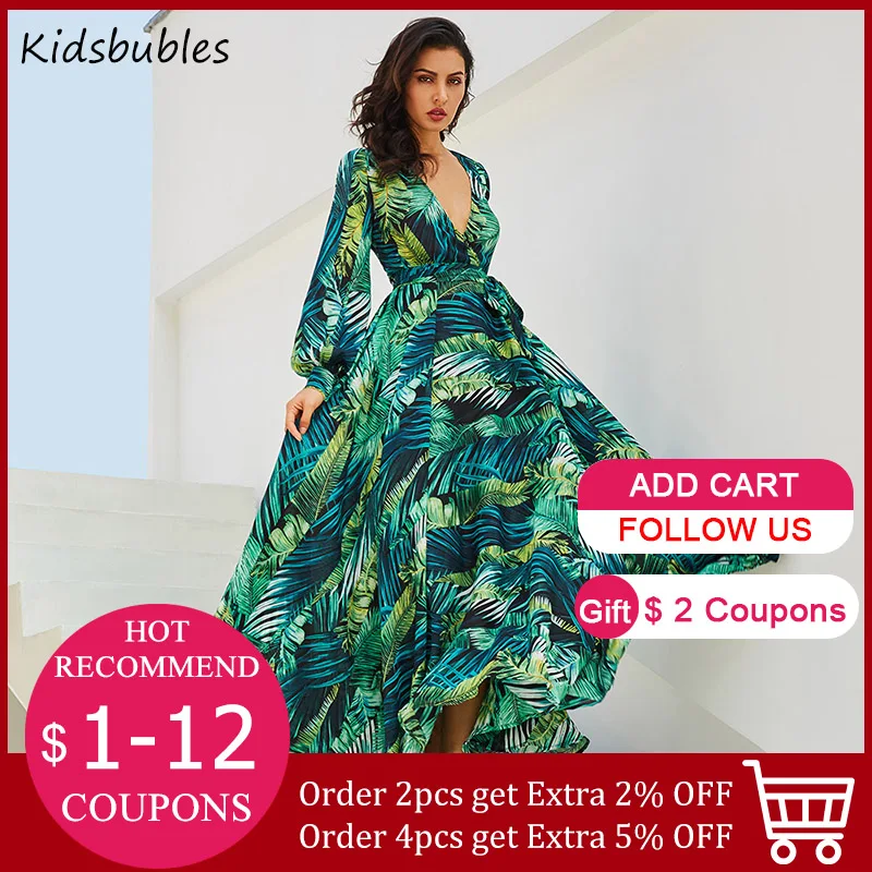 Свадебные платья макси платье Винтаж длинный рукав пляжное Тропическое с