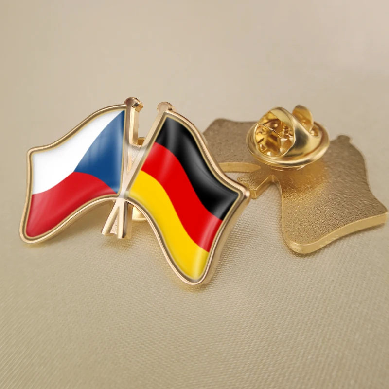 

Czech Republic and Germany Crossed Double Friendship Flags Lapel Pins Brooch Badges