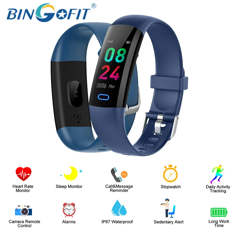 BingoFit Смарт браслет здоровья сердечного ритма крови Давление Спорт фитнес трекер