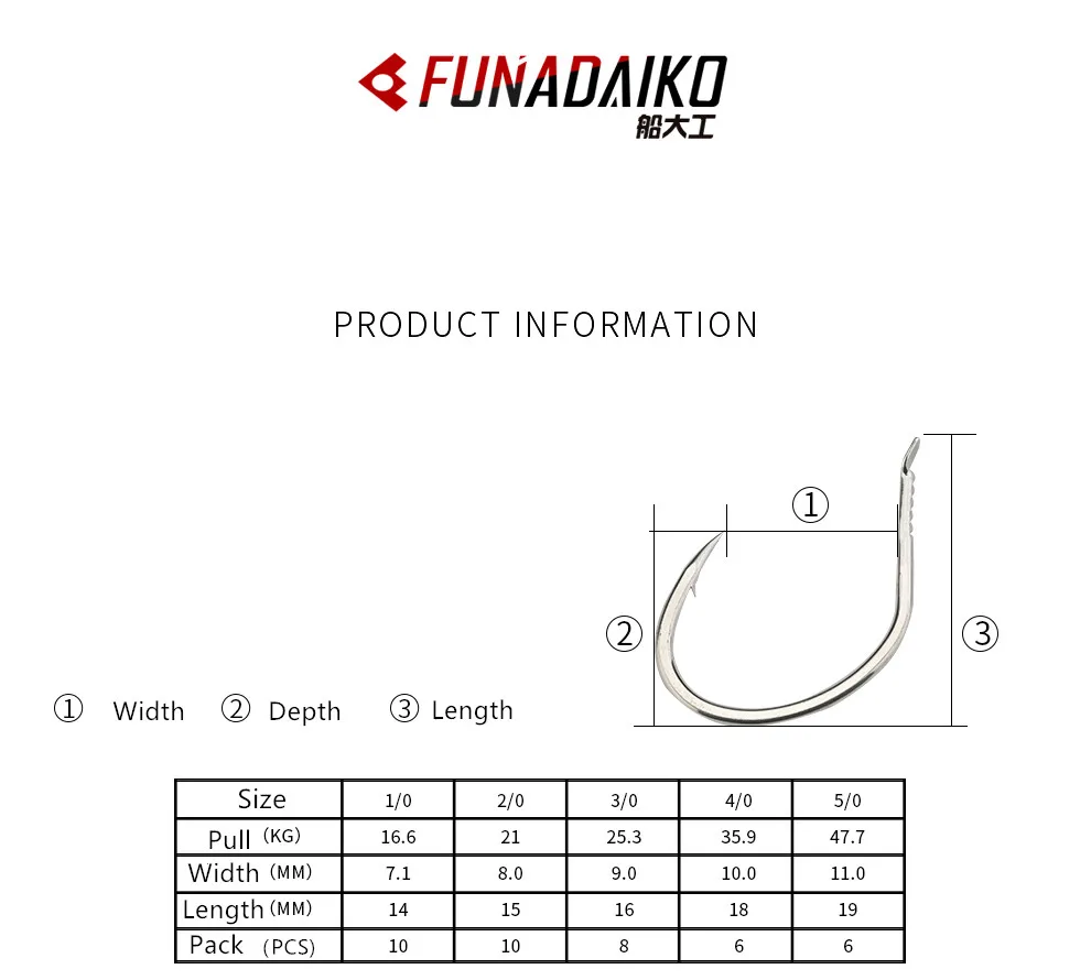 Рыболовные крючки FUNADAIKO Slow из высокоуглеродистой стали вибрационный крючок 1/0 2/0