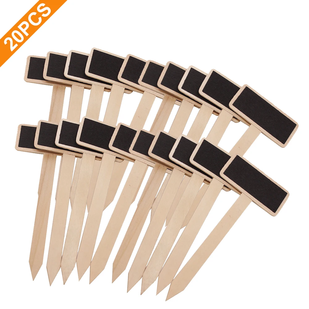 

Creative Mini Wooden Chalkboard Plant Markers 20Pcs Blackboard Signs Garden Flowers And Plants Tags Garden Decoration Tools