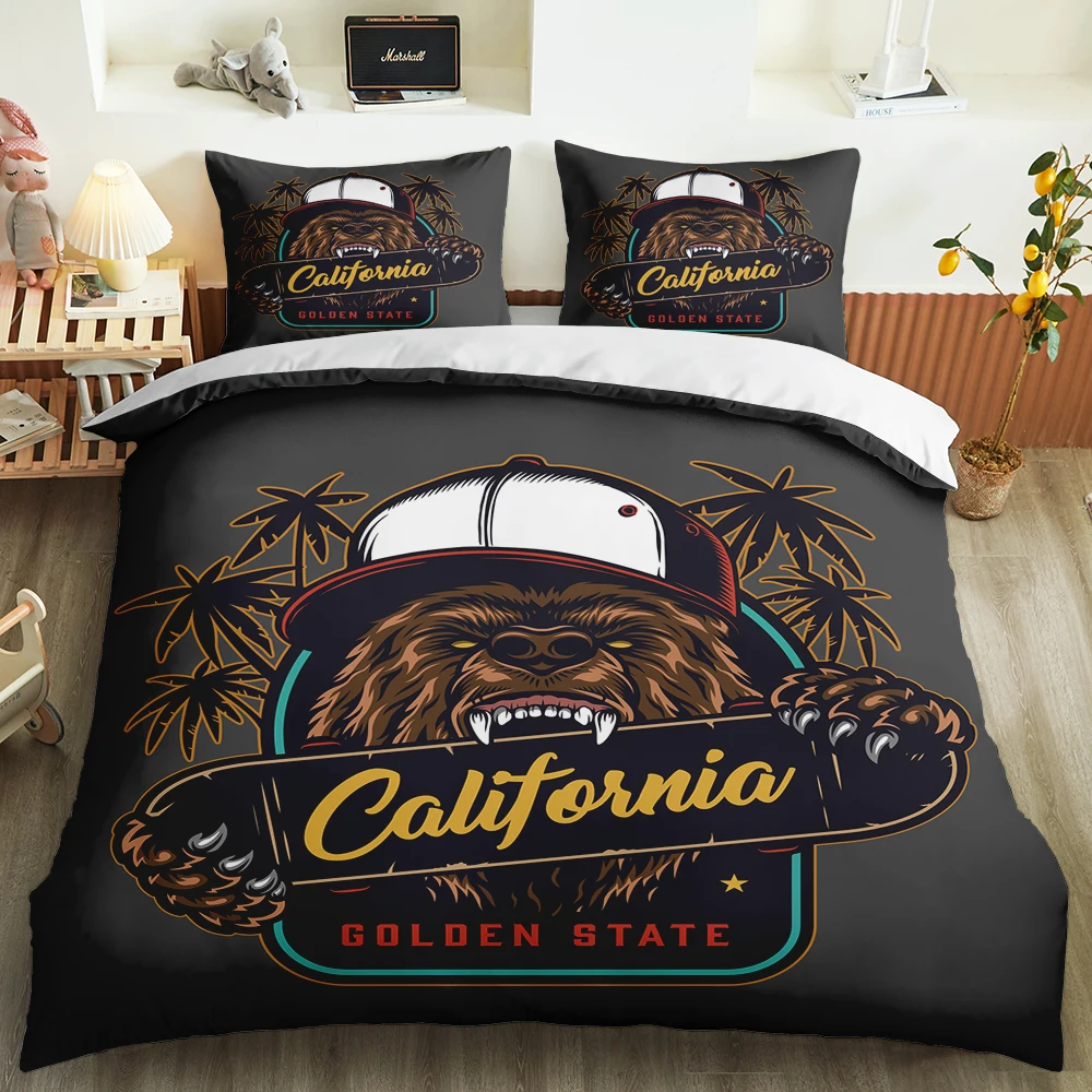 

Graffiti Cartoon Quilt Duvet Cover Wild Animal Beast Print Bedding Set Twin Full Queen King Size 2/3pcs For Children Kid Adults