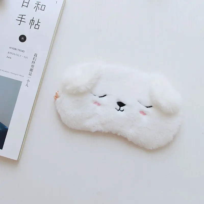 Плюшевая маска для сна в японском стиле унисекс черная кошка белая собака