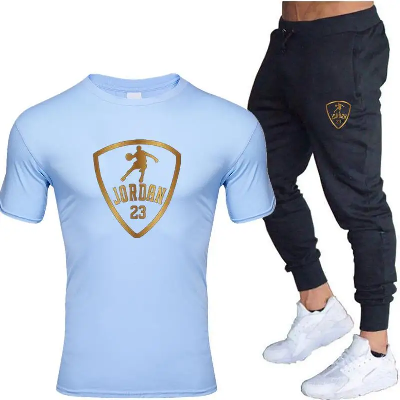 

Jogging 2021 Men's Sets T Shirts+pants Two Pieces Sets Casual Tracksuit Men/Women sets print Tops+Pants Gyms Fitness trousers