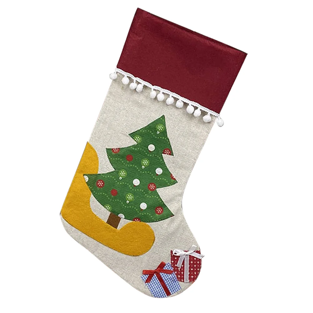 

1Pc Christmas Stocking Xmas Gift Bag Candy Pouch Xmas Tree Decor (Random Style)