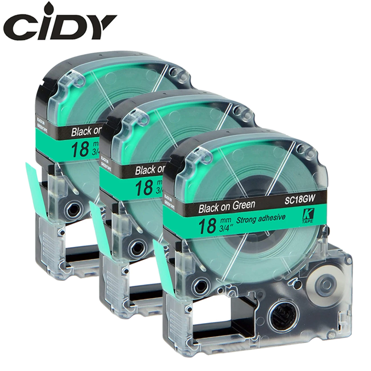 CIDY 3 шт. совместимая 18 мм черная на зеленом SC18GW LC-5GBW9 LC5GBW лента для этикеток KingJim/epson