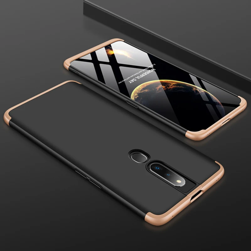 360 градусов полное покрытие чехол для OPPO F11 Pro A9 A5 F3 F5 F7 F9 R15 R17 A3S A5S Рено Ace Z Realme X2 Pro XT 5 3 Lite C2 чехол s - Цвет: Black Gold