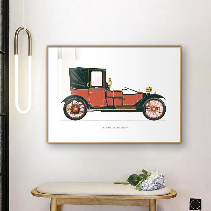 

Colorful American Style Creativity Retro Cartoon Car Canvas Painting Wall Picture Poster Living Children Room Home Decoration