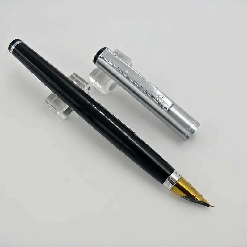 

Old Stock Hero Black 345 Fountain Pen Ink Pen Fude Nib Silver Clip Aeromrtric Filler Stationery Office school supplies Writing