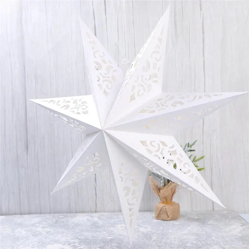 

45cm Hollow Out Star Christmas Tree Hanging Pendant Party Light Window Grille Home Bedroom Night Light Garden Hanging Decoration