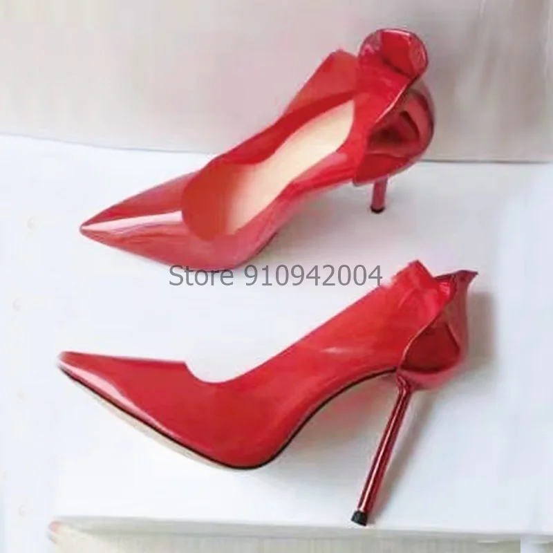 

Women PVC Clear Transparent Pumps Red Perspex Heel Stilettos High Heels Point Toes Shoes Ladies Party Dress Slip On Shoes