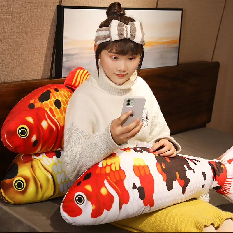 80/100cm Cute Lifelike Carp Koi Clownfish Plush Toys Stuffed Lovely Animals Pillow Fish Soft Doll For Girls Kids Birthday Gifts - купить по