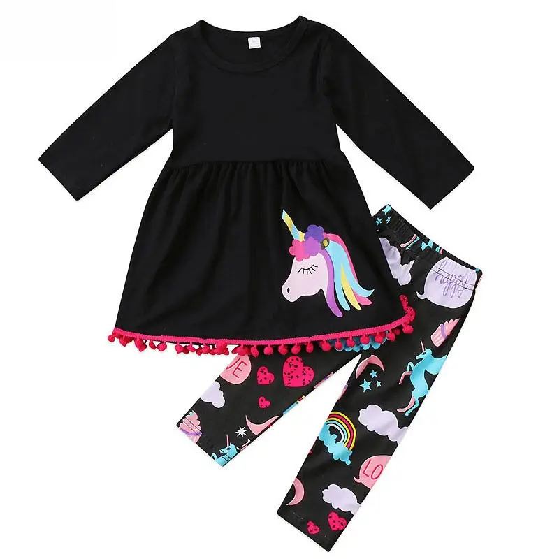 Комплекты одежды для девочек 2018 осенний Детский костюм с единорогом вечеринки