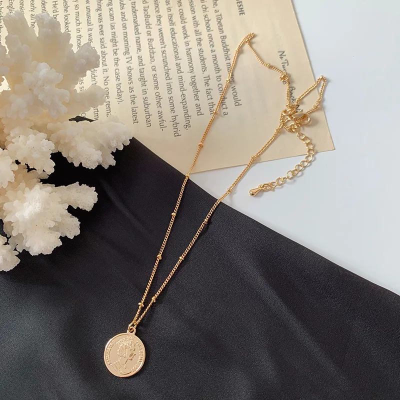 Холодное ветер Креативный дизайн чувство как монета ожерелье ключицы цепи