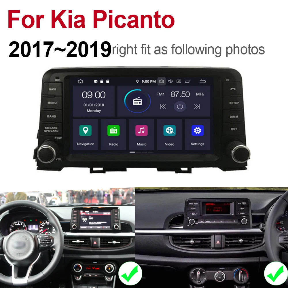 Автомобильный мультимедийный плеер для Kia Picanto 2017-2019 2din Android GPS навигация система