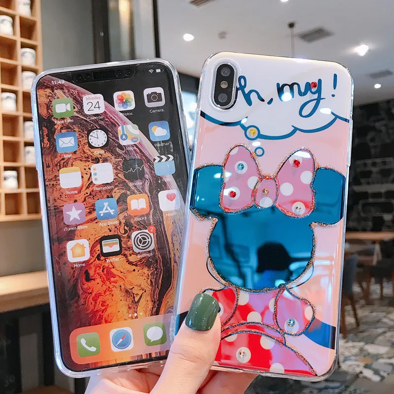 Диаманта Bling мультяшный чехол для телефона iphone XS MAX XR 6s 7 8 Плюс Минни Дейзи