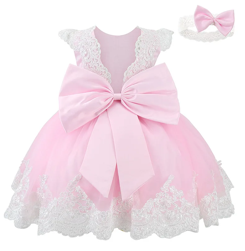 

Toddler Newborn Baby Girl Dresses Beading Ball Gown Tutu Princess Dress Bow Baby 1st Birthday Wedding Party Dresses Kids Clothes