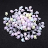 20406080pcs candy colors frosted heart acrylic beads loose spacer beads for jewelry making diy necklace earrings accessories