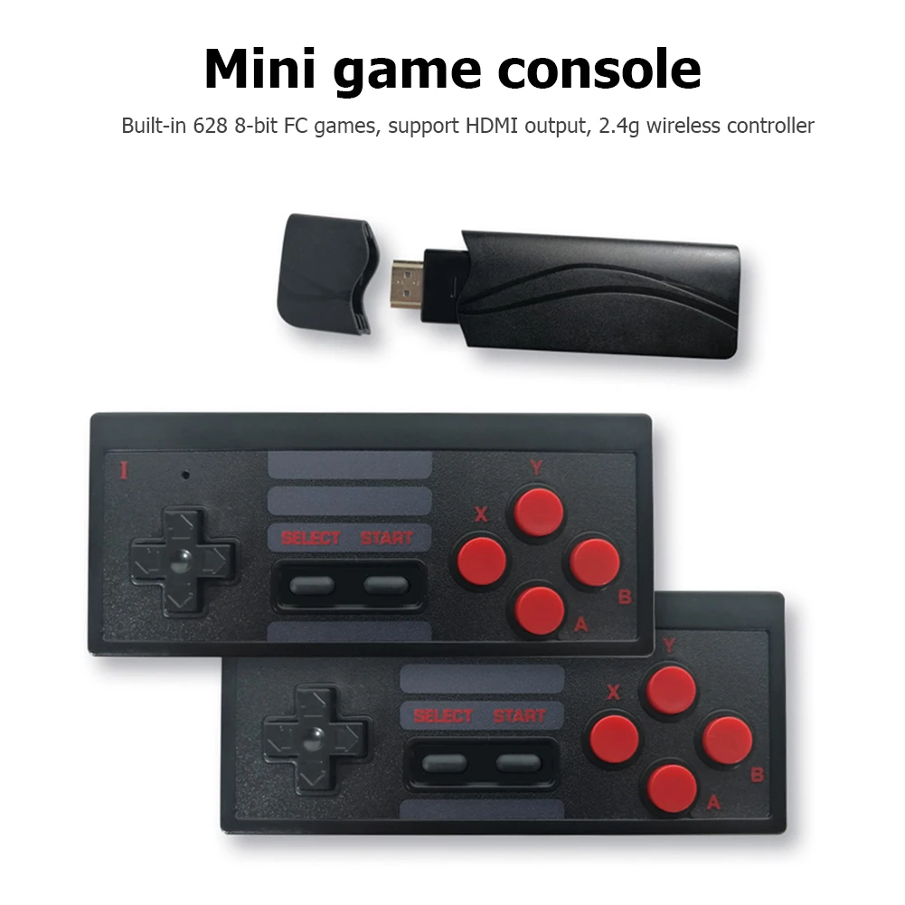 

Built in 628 Classic Games Dual Wireless Controllers Game Electronics Exterior Parts HDMI-compatible Video Game Console