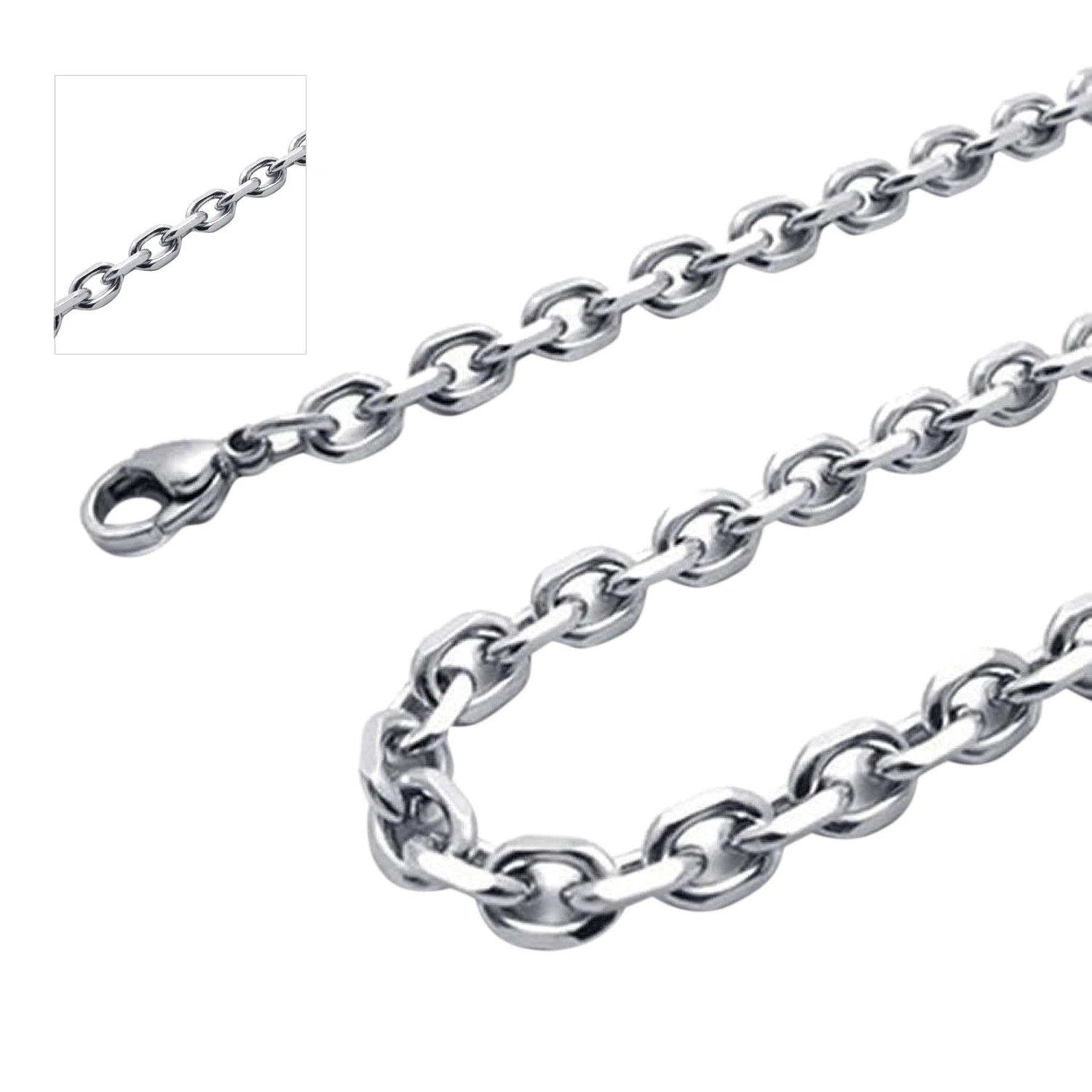 

Ожерелье для мужчин и женщин, ожерелье из нержавеющей стали, серебристое, ширина 3 мм