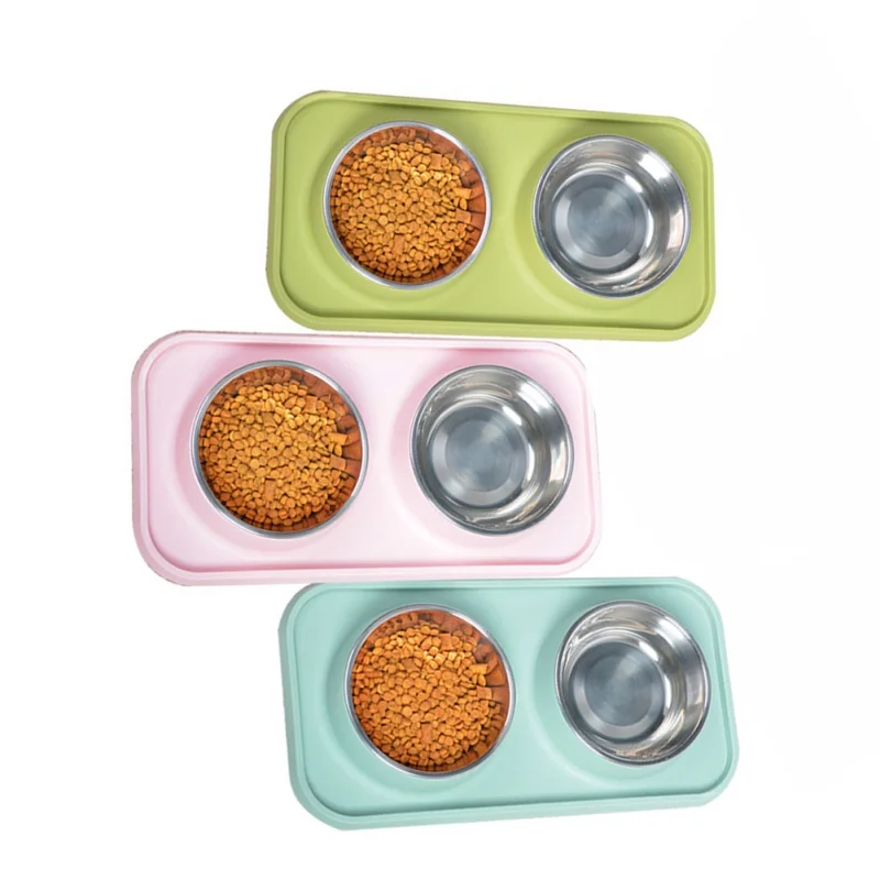 

Dog Bowl With No Spill Dog Food Bowl Non-Slip Mat Feeder Bowls Pet Bowl For Puppy Small Medium Dogs Cats And Pets Stainless Bowl