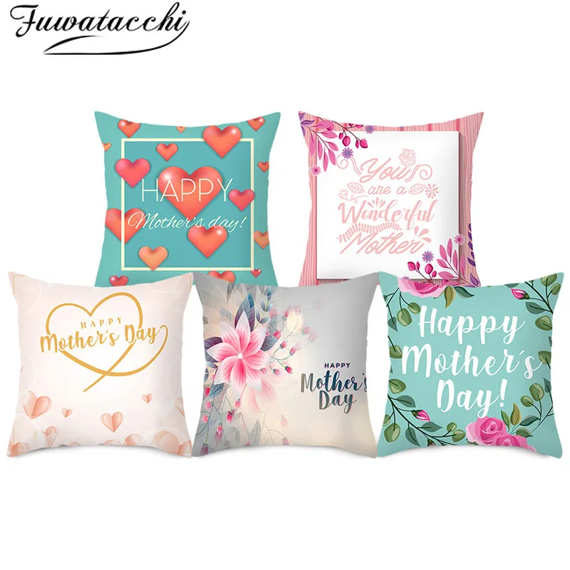 Чехол для подушки Fuwatacchi Happy Mother Day с буквенным принтом розовый чехол цветочным