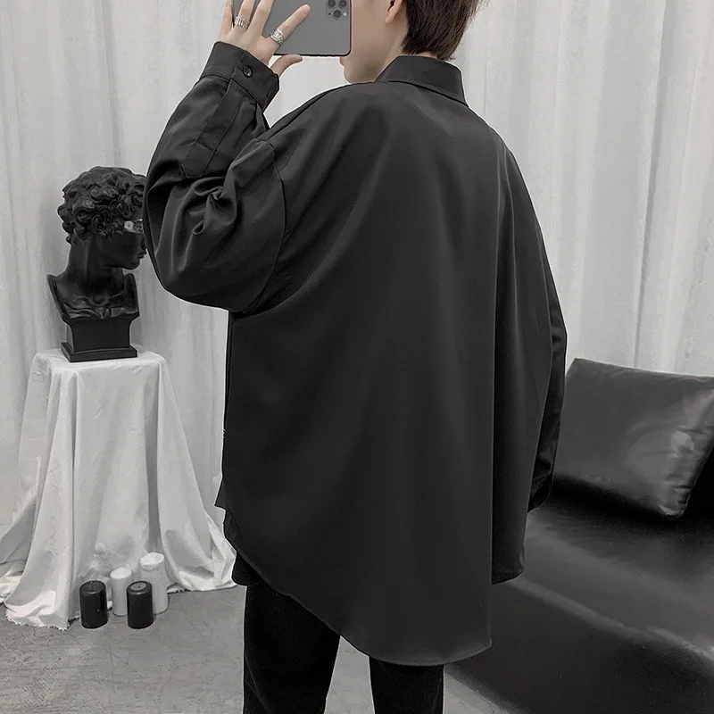 Мужская летняя рубашка с длинным рукавом блузка хараджуку кардиган на пуговицах