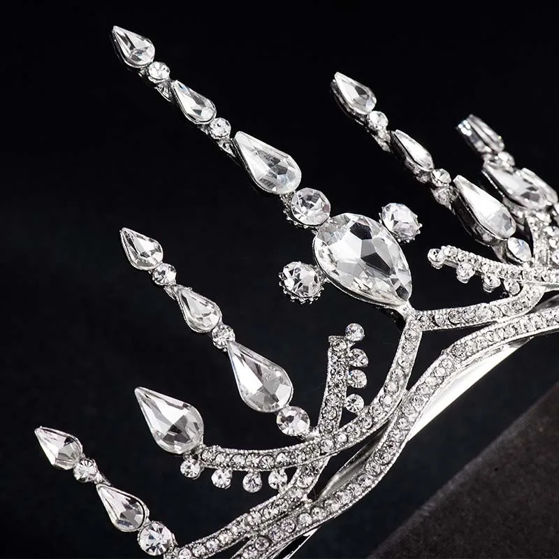 Тиары-короны для невесты FORSEVEN с кристаллами в стиле ретро барокко королевская