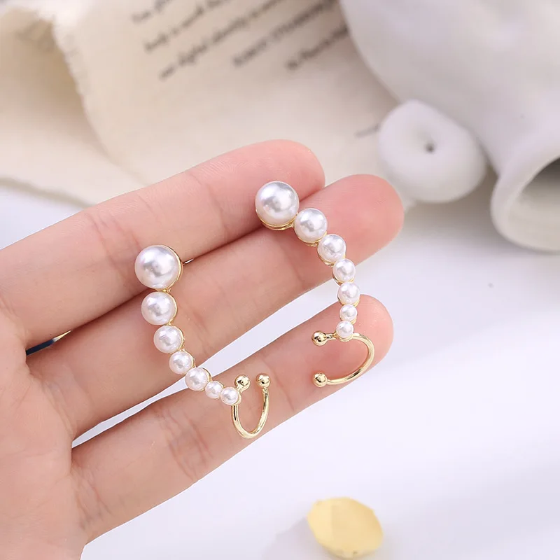 

Gold Color Clamber Ear Cuff Pearls Earcuff Earrings for Women Girl Pearl Clip on Earrings No Piercing Eacuffs Fashion Jewelry