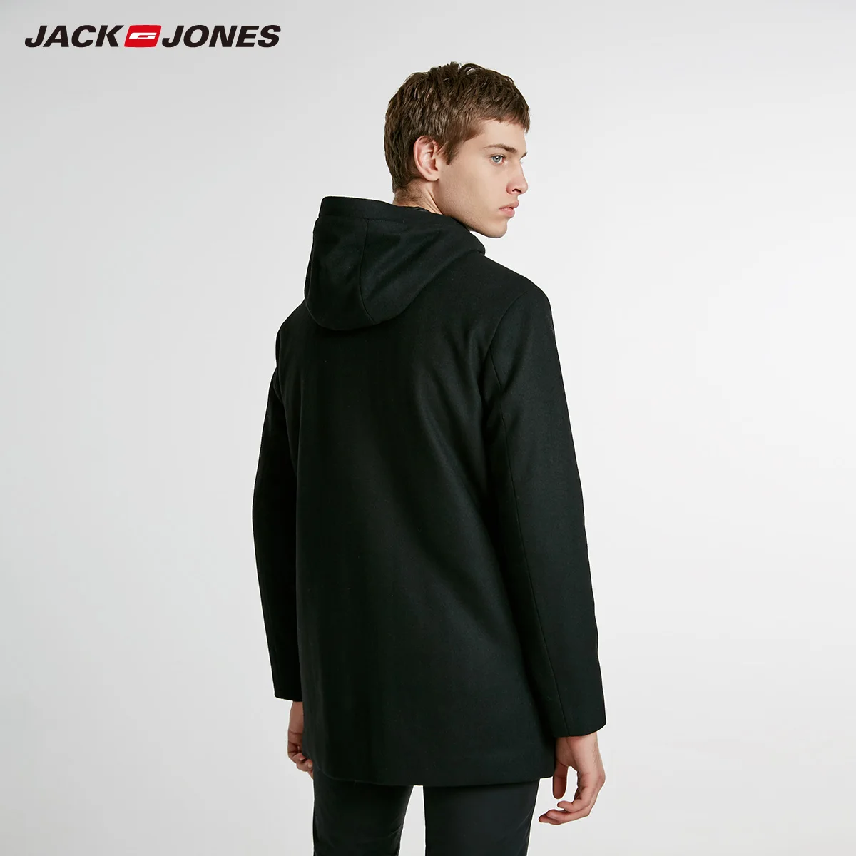 Мужское длинное шерстяное пальто с капюшоном Jack Jones зимняя куртка 218427506|Мужские