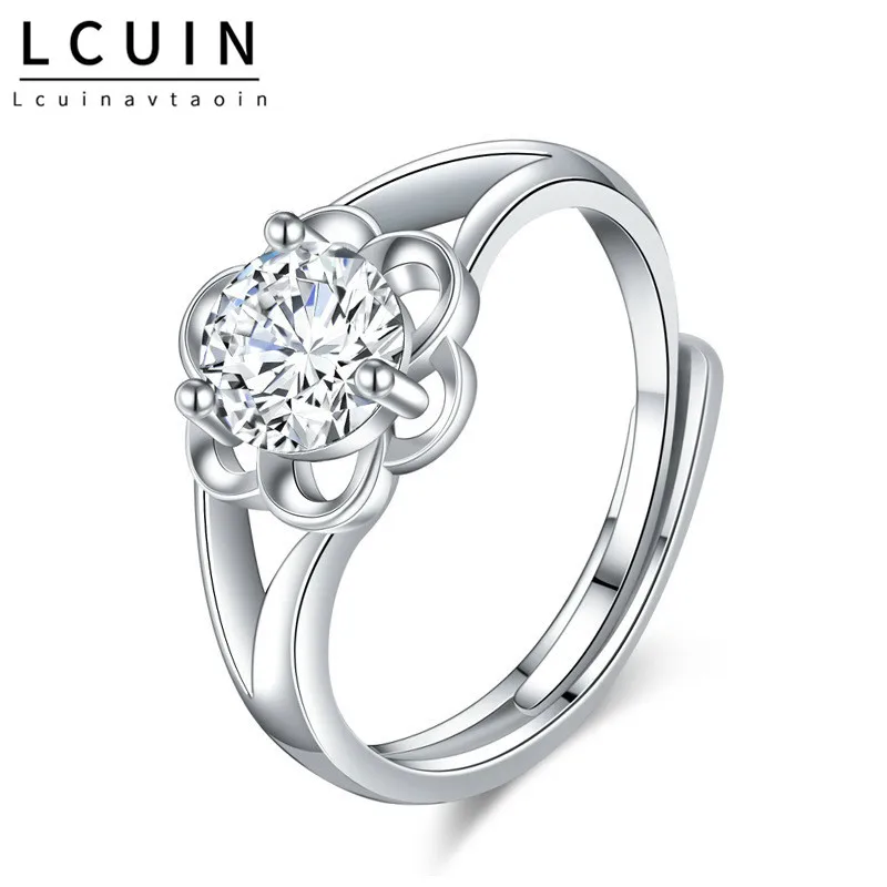 

New Simple Women Silver Rings Opening Adjustable Ring Wedding Engagement Jewelry Accessory Fine Rhinestone Anel Aros