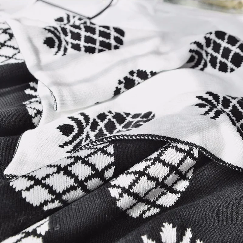 

Bubble Kiss Hot Sale Knitted Blanket Fashion Double-Sided Design Bed Cover Blanket Pineapple Pattern Sofa Decorative Blanket