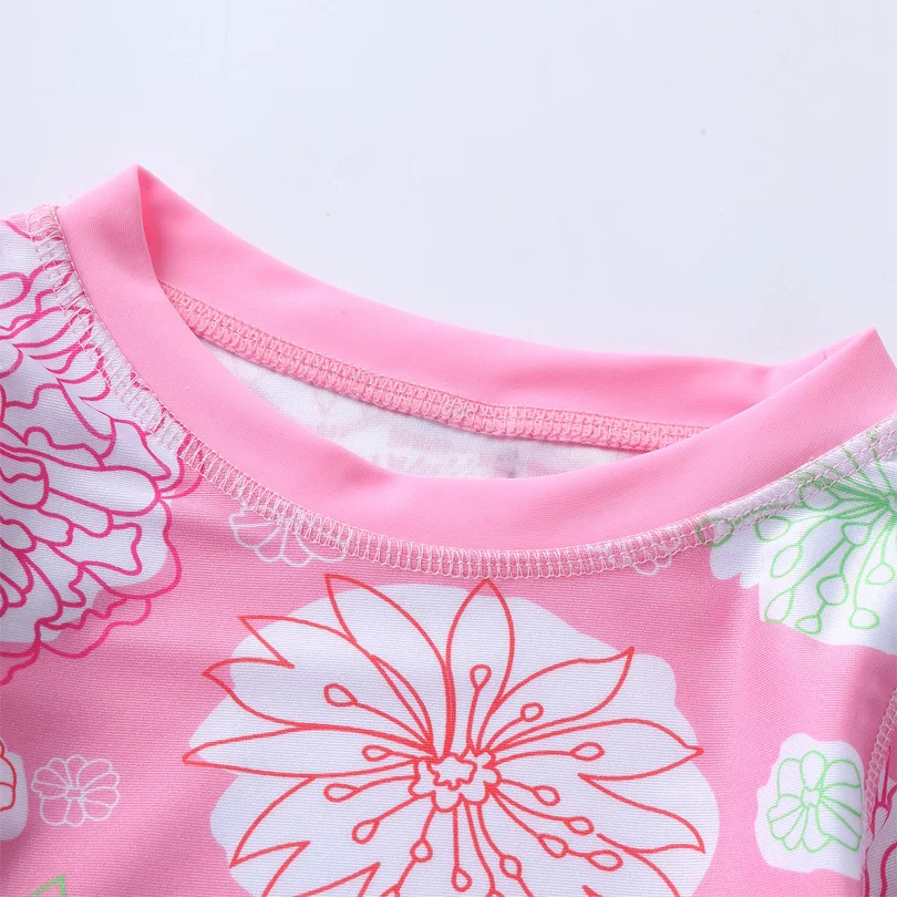 Summer 2 Piece Suits Beach Swimwear Baby Girls Brazilian Swimsuits Bikinis Set Long Sleeve Rashguard with Ruffle Bikini Panties