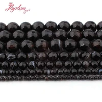 round faceted black agates natural stone loose beads for diy accessories women men necklace bracelet earring jewelry making 15