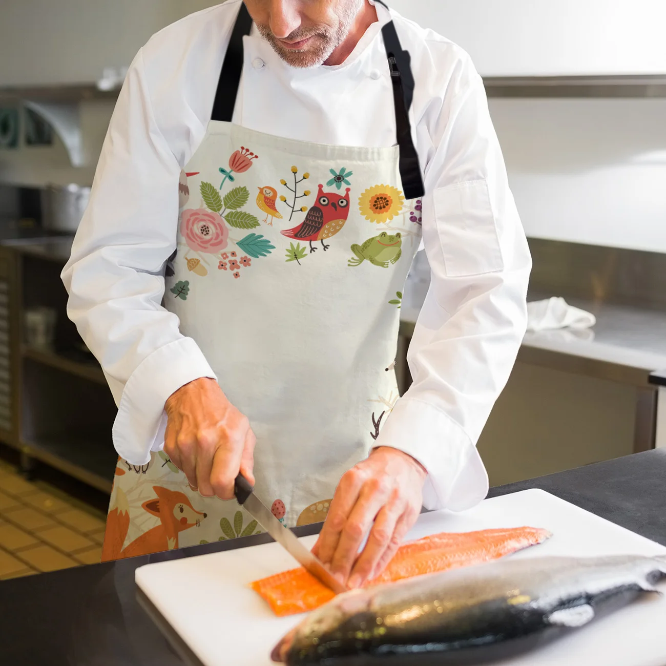 Кухонный Фартук животный венок мультяшный олень лиса белка регулируемый