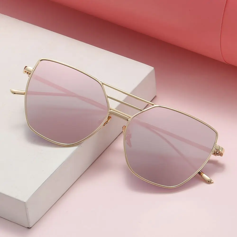 

Sunglasses 2020 Retro Metal Women UV400 Vintage Brand Design Men Coating Mirror Gradient Square Men Sun Glasses Oculos