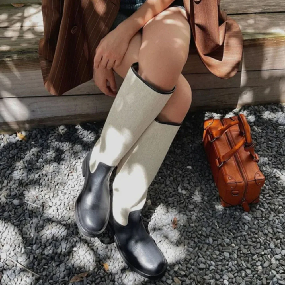 

2022 New Fashion Sprinmg Autumn Knee High Boots Low Square Heels Comfy Walking High Quality Concise Mixed Colors Western Boots