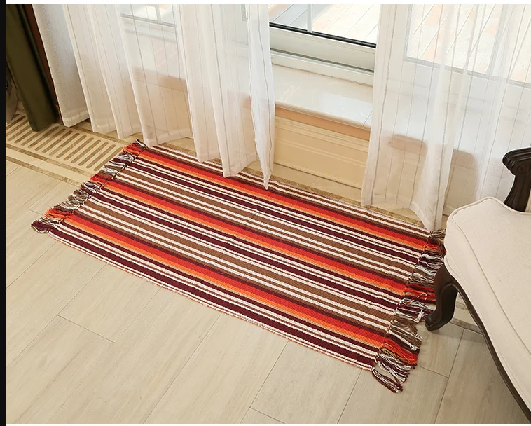 

Cotton Blending Fiber Carpets Decorative Area Rugs for Living Room/Bedroom Entrance Doormat Bedside Rugs Washable Mats