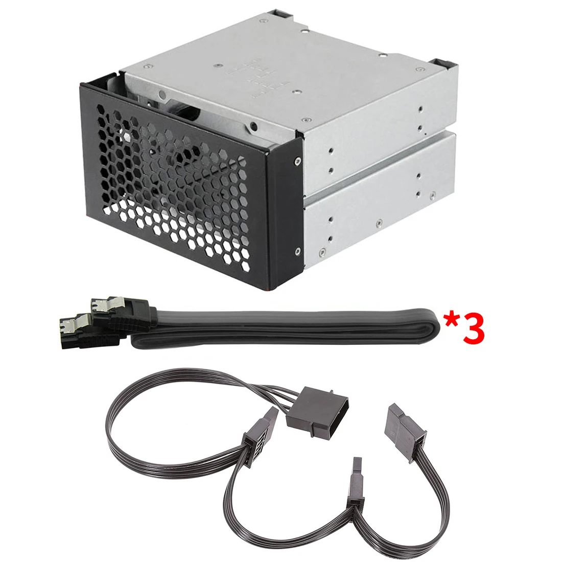XT-XINTE 3-Bay Large Capacity HDD Hard Drive Cage Rack SAS SATA Hard Drive Disk Tray Caddy w SATA Cable for Computer Accessories