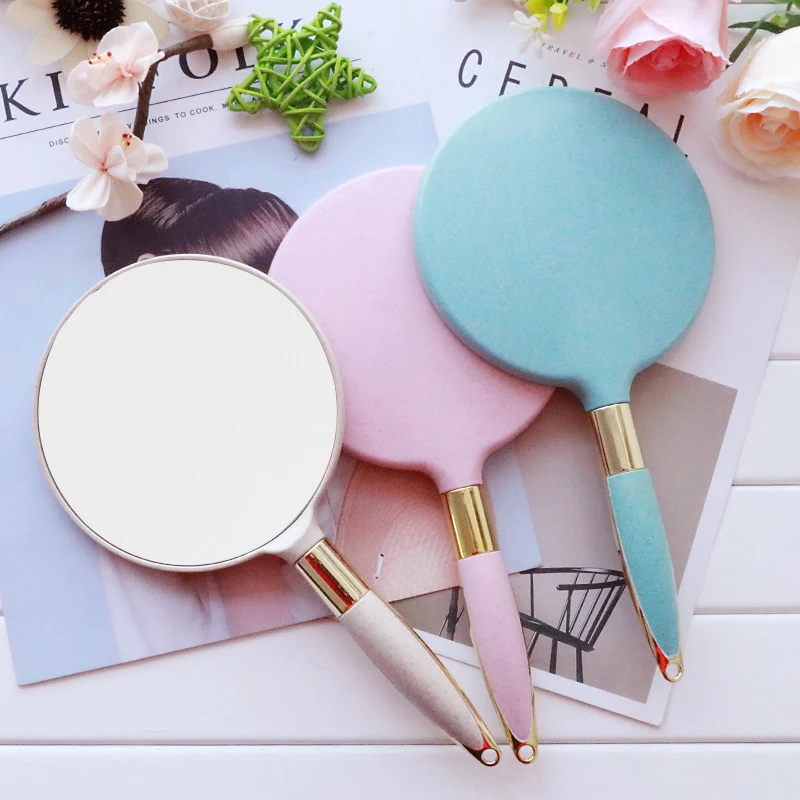1 шт Макияж косметическое зеркало прямоугольник рука держать с ручкой для