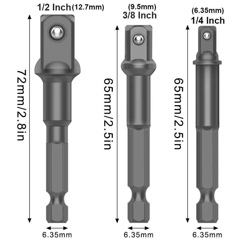 3 шт. набор адаптеров для розеток удлинитель питания 1/2 &quot1/4&quot 3/8 &quot инструментов