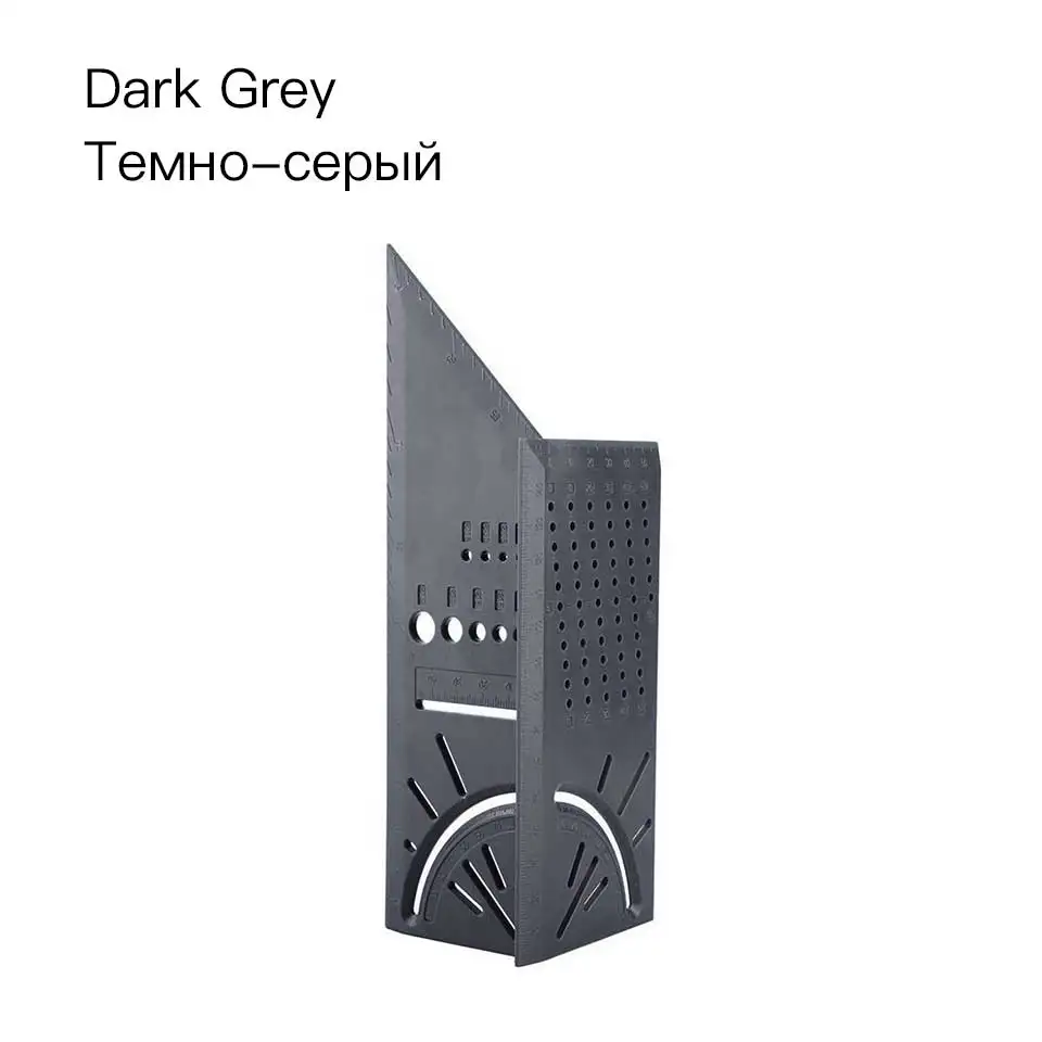 Dark Grey Многоугольная линейка Деревообработка столярных изделий Калибровочная линейка 3D Mitre углоизмерительный инструмент ABS пластик прямоугольный квадратный Esquadro - Цвет: Dark Grey
