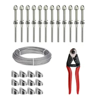 316 Stainless Steel Cable Railing Kit or Hanging Kit with 1/8" Wire Rope Threaded Swage Stud Beveled Washer and Cable Cutter